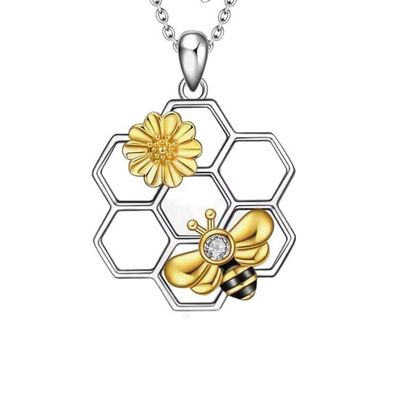 BEE AND HONEYCOMB NECKLACE - Picture 3 of 3